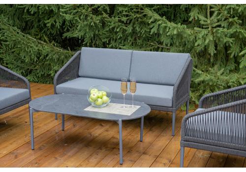  "Канны" лаунж-зона 4-местная из роупа со столиком "Диего" цвета "серый гранит", роуп темно-серый круглый, ткань темно-серая, фото 8 