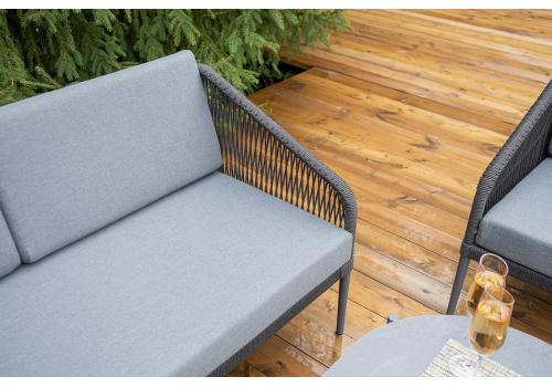  "Канны" лаунж-зона 4-местная из роупа со столиком "Диего" цвета "серый гранит", роуп темно-серый круглый, ткань темно-серая, фото 9 