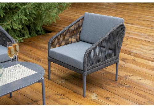  "Канны" лаунж-зона 4-местная из роупа со столиком "Диего" цвета "серый гранит", роуп темно-серый круглый, ткань темно-серая, фото 10 