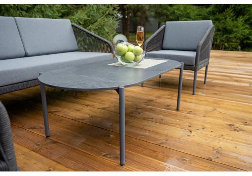  "Канны" лаунж-зона 4-местная из роупа со столиком "Диего" цвета "серый гранит", роуп темно-серый круглый, ткань темно-серая, фото 13 