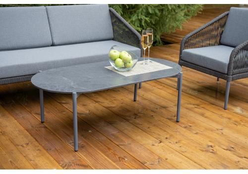  "Канны" лаунж-зона 4-местная из роупа со столиком "Диего" цвета "серый гранит", роуп темно-серый круглый, ткань темно-серая, фото 14 