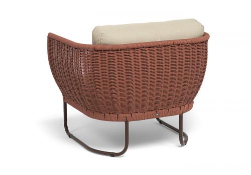  "Фиджи" кресло плетеное из роупа, каркас алюминий коричневый (RAL8016) муар, роуп красный (8372) круглый tex, ткань Mossle бежевая, фото 5 