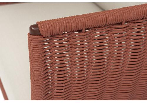  "Фиджи" кресло плетеное из роупа, каркас алюминий коричневый (RAL8016) муар, роуп красный (8372) круглый tex, ткань Mossle бежевая, фото 7 