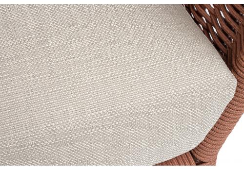  "Фиджи" кресло плетеное из роупа, каркас алюминий коричневый (RAL8016) муар, роуп красный (8372) круглый tex, ткань Mossle бежевая, фото 8 