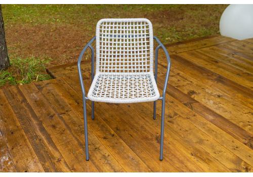  "Тунис" стул плетеный из роупа, каркас алюминий темно-серый (RAL7024), роуп светло-серый, фото 2 