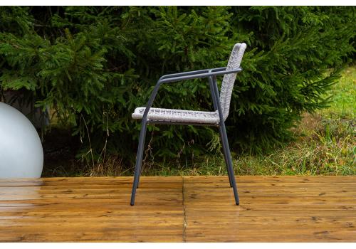  "Тунис" стул плетеный из роупа, каркас алюминий темно-серый (RAL7024), роуп светло-серый, фото 4 