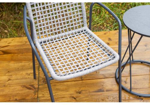  "Тунис" стул плетеный из роупа, каркас алюминий темно-серый (RAL7024), роуп светло-серый, фото 5 