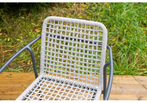  "Тунис" стул плетеный из роупа, каркас алюминий темно-серый (RAL7024), роуп светло-серый, фото 6 