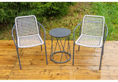  "Тунис" стул плетеный из роупа, каркас алюминий темно-серый (RAL7024), роуп светло-серый, фото 9 