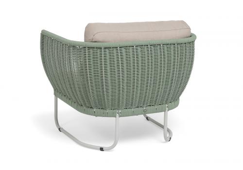  "Фиджи" кресло плетеное из роупа, каркас алюминий светло-серый (RAL7035) муар, роуп зеленый (4204) круглый tex, ткань Mossle бежевая, фото 5 