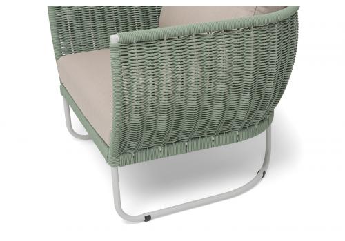  "Фиджи" кресло плетеное из роупа, каркас алюминий светло-серый (RAL7035) муар, роуп зеленый (4204) круглый tex, ткань Mossle бежевая, фото 6 