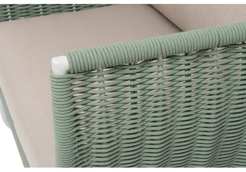  "Фиджи" кресло плетеное из роупа, каркас алюминий светло-серый (RAL7035) муар, роуп зеленый (4204) круглый tex, ткань Mossle бежевая, фото 7 