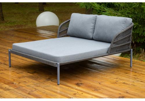  "Позитано" лежак плетеный из роупа, каркас алюминий темно-серый (RAL7024) муар, роуп темно-серый круглый, ткань темно-серая 027, фото 3 