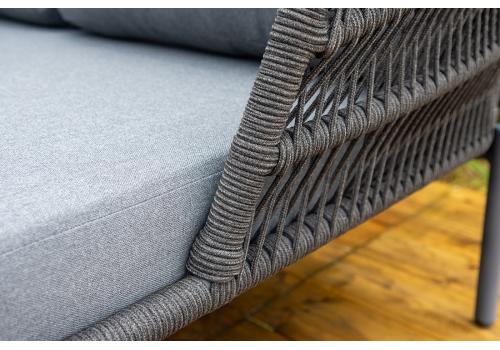  "Позитано" лежак плетеный из роупа, каркас алюминий темно-серый (RAL7024) муар, роуп темно-серый круглый, ткань темно-серая 027, фото 8 