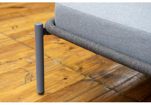  "Позитано" лежак плетеный из роупа, каркас алюминий темно-серый (RAL7024) муар, роуп темно-серый круглый, ткань темно-серая 027, фото 9 