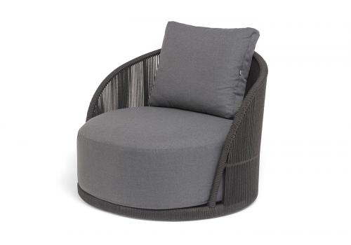  "Монтелла" кресло плетеное из роупа, каркас алюминий темно-серый (RAL7024) муар, роуп темно-серый круглый, ткань темно-серая 027, фото 1 