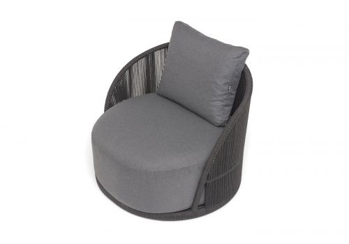  "Монтелла" кресло плетеное из роупа, каркас алюминий темно-серый (RAL7024) муар, роуп темно-серый круглый, ткань темно-серая 027, фото 4 