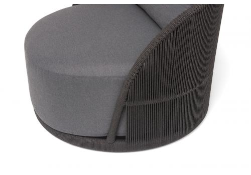  "Монтелла" кресло плетеное из роупа, каркас алюминий темно-серый (RAL7024) муар, роуп темно-серый круглый, ткань темно-серая 027, фото 6 