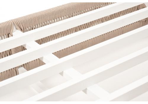  "Ривьера" шезлонг плетеный из роупа, каркас алюминий белый муар, роуп бежевый круглый, ткань бежевая 052, фото 9 