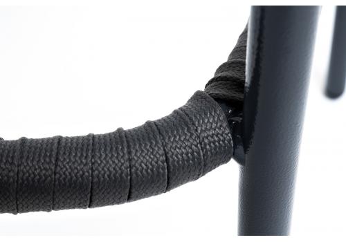  "Бордо" стул барный плетеный из роупа, каркас из стали темно-серый (RAL7024) муар, роуп серый 15мм, ткань темно-серая 027, фото 9 