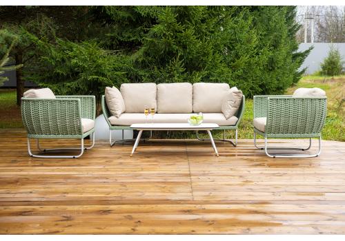  "Фиджи" лаунж-зона 5-местная плетеная из роупа (веревки), каркас алюминиевый светло-серый, роуп зеленый (4204), фото 5 