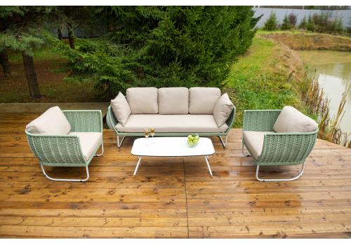  "Фиджи" лаунж-зона 5-местная плетеная из роупа (веревки), каркас алюминиевый светло-серый, роуп зеленый (4204), фото 6 