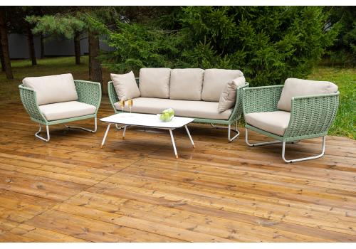  "Фиджи" лаунж-зона 5-местная плетеная из роупа (веревки), каркас алюминиевый светло-серый, роуп зеленый (4204), фото 11 