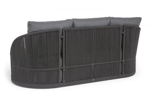  "Монтелла" диван 3-местный плетеный из роупа, каркас алюминий темно-серый (RAL7024) муар, роуп темно-серый круглый, ткань темно-серая 027, фото 5 