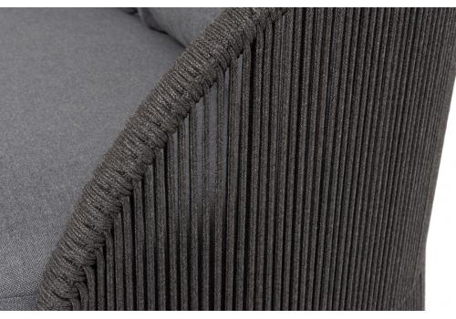  "Монтелла" диван 3-местный плетеный из роупа, каркас алюминий темно-серый (RAL7024) муар, роуп темно-серый круглый, ткань темно-серая 027, фото 6 