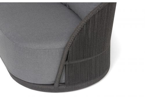  "Монтелла" диван 3-местный плетеный из роупа, каркас алюминий темно-серый (RAL7024) муар, роуп темно-серый круглый, ткань темно-серая 027, фото 7 