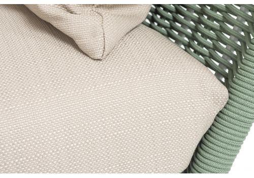  "Фиджи" диван 3-местный плетеный из роупа, каркас алюминий светло-серый (RAL7035) муар, роуп зеленый (4204) круглый tex, ткань Mossle бежевая, фото 8 