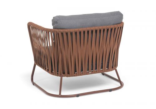  "Багамы" кресло плетеное из роупа, каркас алюминий коричневый (RAL8016) муар, роуп BZ23-ED31, ткань темно-серая 027, фото 5 