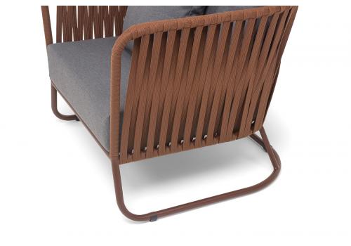  "Багамы" кресло плетеное из роупа, каркас алюминий коричневый (RAL8016) муар, роуп BZ23-ED31, ткань темно-серая 027, фото 6 