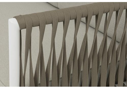  "Касабланка" диван 3-местный плетеный из роупа, каркас алюминий светло-серый (RAL7035) муар, роуп серо-коричневый 23мм, ткань бежевая 15052, фото 2 