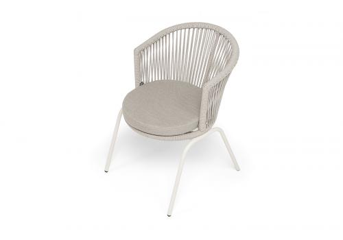  "Люксембург" стул плетеный из роупа, каркас из стали (RAL1013) муар, роуп бежевый круглый, ткань бежевая 15052, фото 4 