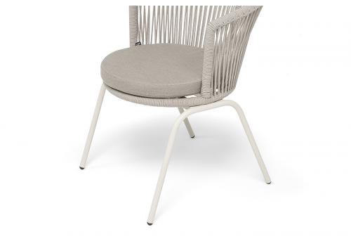  "Люксембург" стул плетеный из роупа, каркас из стали (RAL1013) муар, роуп бежевый круглый, ткань бежевая 15052, фото 6 