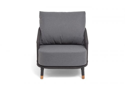  "Верона" кресло плетеное из роупа, каркас алюминий темно-серый (RAL7024) муар, роуп темно-серый круглый, ткань темно-серая 027, фото 3 