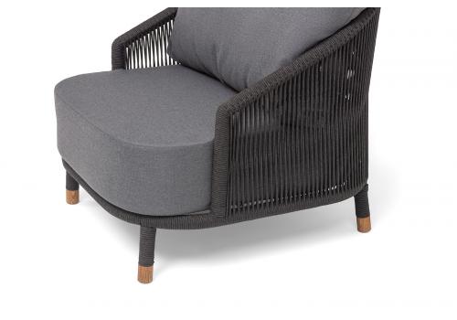  "Верона" кресло плетеное из роупа, каркас алюминий темно-серый (RAL7024) муар, роуп темно-серый круглый, ткань темно-серая 027, фото 6 