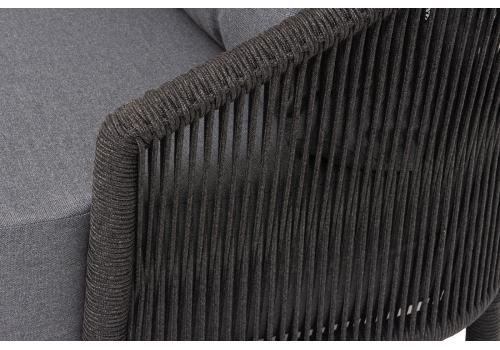  "Верона" кресло плетеное из роупа, каркас алюминий темно-серый (RAL7024) муар, роуп темно-серый круглый, ткань темно-серая 027, фото 7 