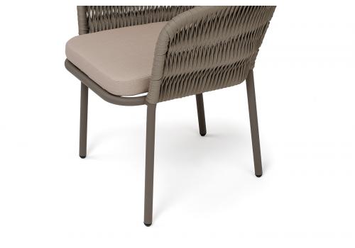  "Бордо" стул плетеный из роупа (колос), каркас алюминий серый (RAL7022) муар, роуп серый 15мм, ткань темно-серая 027, фото 4 