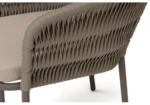  "Бордо" стул плетеный из роупа (колос), каркас алюминий серый (RAL7022) муар, роуп серый 15мм, ткань темно-серая 027, фото 5 