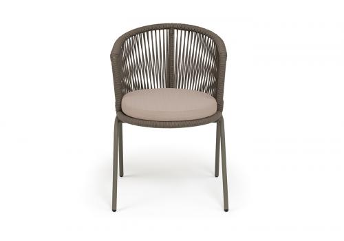  "Люксембург" стул плетеный из роупа, каркас из стали бежево-серый (RAL7006) муар, роуп коричневый круглый, ткань Mossle бежевая, фото 2 