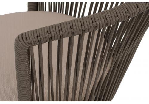  "Люксембург" стул плетеный из роупа, каркас из стали бежево-серый (RAL7006) муар, роуп коричневый круглый, ткань Mossle бежевая, фото 4 