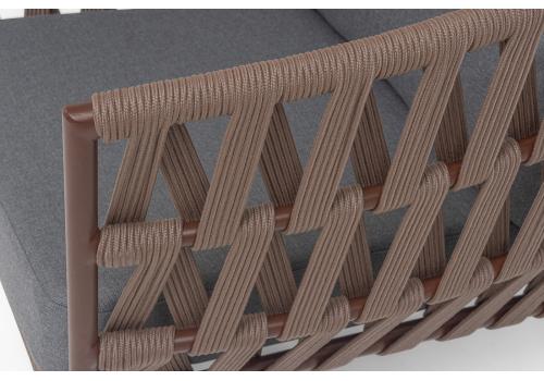  "Диего" кресло плетеное из роупа, каркас алюминий коричневый (RAL8016) муар, роуп коричневый круглый, ткань темно-серая 027, фото 7 