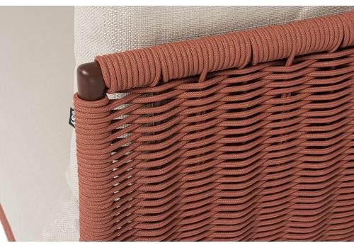 "Фиджи" диван 3-местный плетеный из роупа, каркас алюминий коричневый (RAL8016) муар, роуп красный (8372) круглый tex, ткань Mossle бежевая, фото 6 