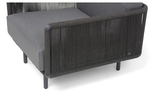  "Джелло" кресло плетеное из роупа, каркас алюминий темно-серый (RAL7024) муар, роуп темно-серый круглый, ткань темно-серая 027, фото 6 