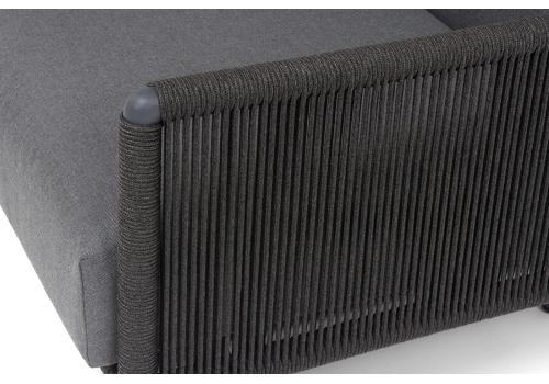  "Джелло" кресло плетеное из роупа, каркас алюминий темно-серый (RAL7024) муар, роуп темно-серый круглый, ткань темно-серая 027, фото 7 