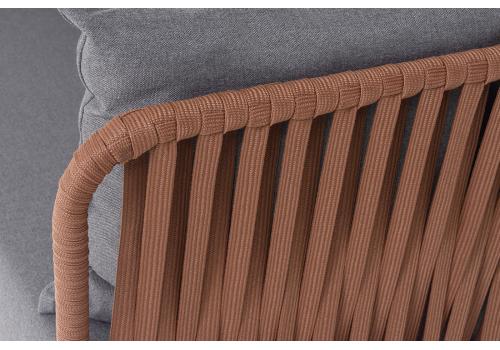  "Багамы" диван 3-местный плетеный из роупа, каркас алюминий бежево-серый (RAL7006) муар, роуп серо-коричневый 23мм, ткань светло-серая, фото 7 