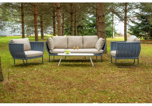  "Фиджи" лаунж-зона 5-местная плетеная из роупа (веревки), каркас алюминиевый темно-серый, роуп синий (KT18-014), фото 2 