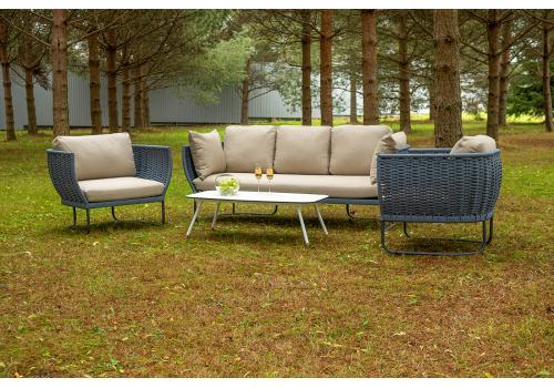  "Фиджи" лаунж-зона 5-местная плетеная из роупа (веревки), каркас алюминиевый темно-серый, роуп синий (KT18-014), фото 3 